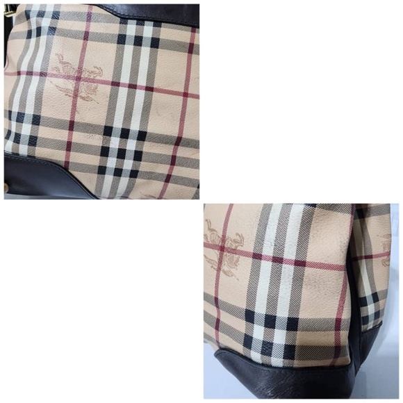Authentic Burberry Haymarket Check PVC and Leather Small Hepburn Tote Bag - Picture 11 of 14